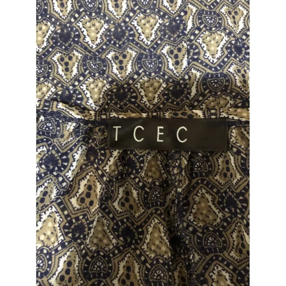 TCEC ~ Long Sleeve Blouse  ~ Size Small ~ Blue ~ Flare Sleeve ~ Shear - Picture 7 of 8